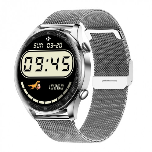 AK32 1,36 pouces IPS Tact Screen Smart Watch, Support Bluetooth Call / Blood Oxygène Surveillant, Style: Steel Watch Band (Silver) SH001C67-07