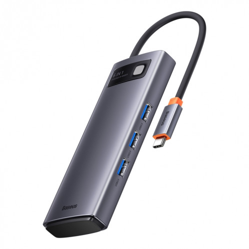 BaseUS Metal Gleam Series 6 dans 1 Station d'amarrage USB-C / Type-C multifonctionnelle, Type-C à HDMIX2 + USB3.0x3 + PDX1 SB1518147-010