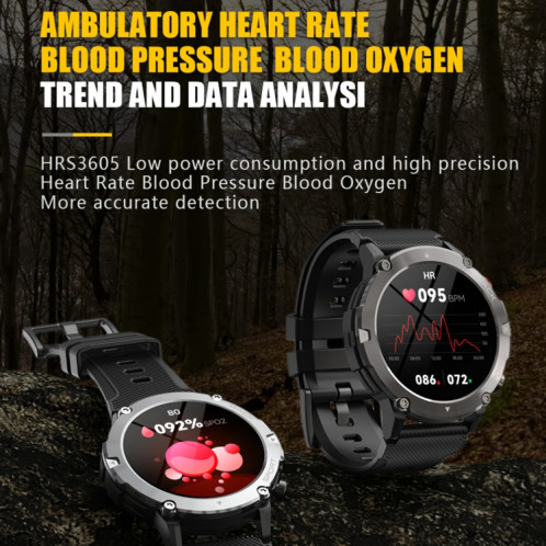 C21 Watch intelligent C21 1,32 pouce HD, support de surveillance de la fréquence cardiaque / Surveillance de l'oxygène sanguin (noir) SH401A705-07