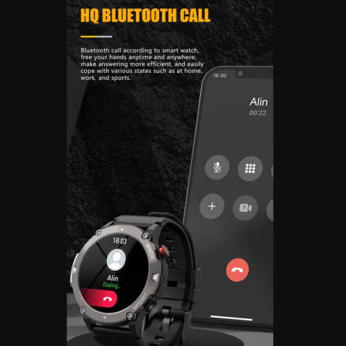 C21 Watch intelligent C21 1,32 pouce HD, support de surveillance de la fréquence cardiaque / Surveillance de l'oxygène sanguin (noir) SH401A705-07