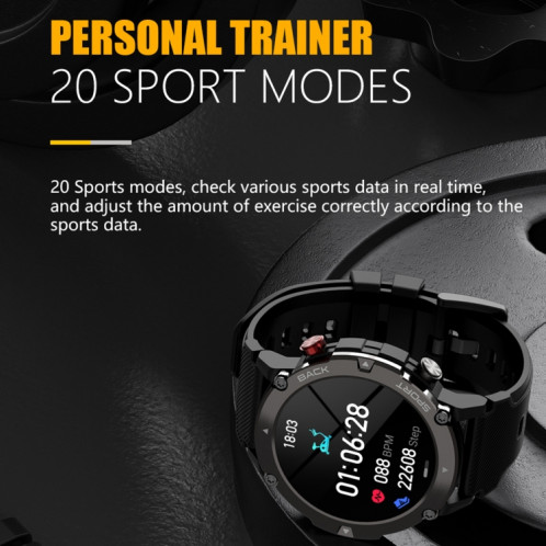C21 Watch intelligent C21 1,32 pouce HD, support de surveillance de la fréquence cardiaque / Surveillance de l'oxygène sanguin (noir) SH401A705-07