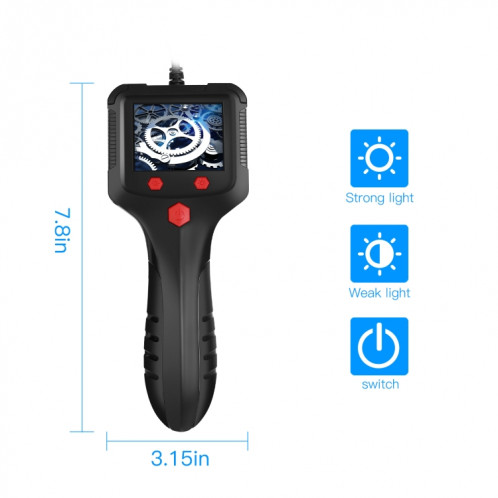 Endoscope industriel de caméra latérale HD 8 mm 2,4 pouces avec écran LCD, longueur: 2M SH25011055-07