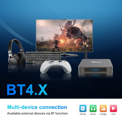 X96 X6 8K Smart TV Box Android 11.0 Player Media, RK3566 Quad Core Arm Cortex A55, RAM: 8 Go, ROM: 128 Go, Type de fiche: plug EU SH5801977-08