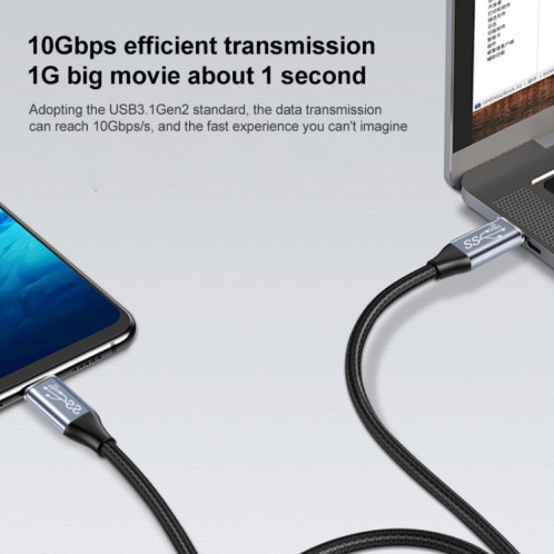 1M 10Gbps USB-C / Type-C Male à mâle Câble de transmission de données de charge mâle SH2602619-07