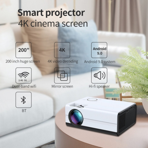 T01 800x480 2200 Lumens Mini LCD Digital Projecteur, Version de base, Plug AU (Blanc Black) SH304A203-07