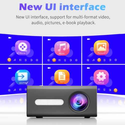 T300 25ansi LED Portable Home Multimedia Game Projecteur, Type de fiche: Plug UK (noir) SH902A1110-09