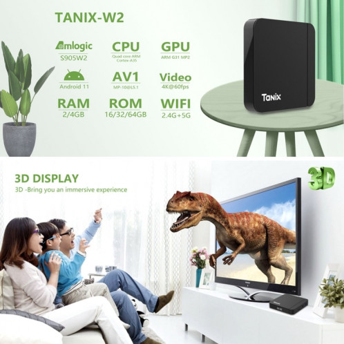 Tanix W2 Amlogic S905 Quad Core Dual Frequency Smart TV Set Top Box, RAM: 2G + 16G () SH401B241-07