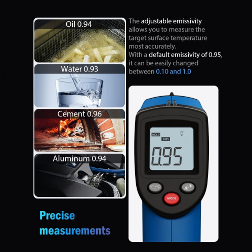 Thermomètre infrarouge numérique Benetech GM321, batterie non incluse SB2254356-011