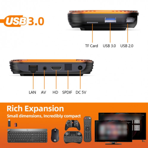 MECOOL HK1RBOX X4 4K TV Box, Android 11 Amlogic S905X4 CPU avec RC 4GB + 128 Go (US PLIG) SM603A1531-07