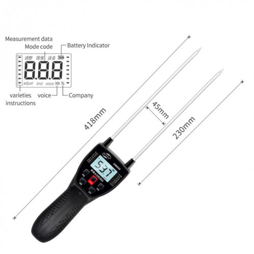 BENETECH GM650A Humidimètre pour céréales, batterie non incluse SH22891381-07