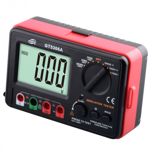 Testeur de résistance à l'isolation Benetech GT5306A, batterie non incluse SB23001320-09