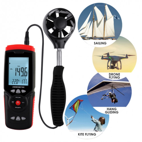 Beetech GT8913 Anemomètre à fil chaud numérique Handheld Digital, batterie non incluse SH23071180-09