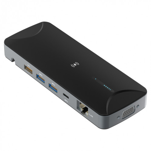 V240 12-en-1 USB-C / Type-C 3,1 Station d'amarrage du hub masculin (noir) SH701A527-06