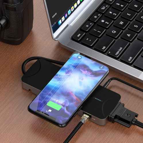 V240 12-en-1 USB-C / Type-C multi-C 3.1 Station d'amarrage du hub masculin (Gery) SH701B391-06
