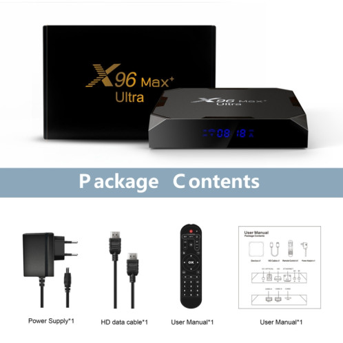 H96 MAX + Ultra 4 Go + 32 Go Amlogic S905X4 8K Smart TV Box Android 11.0 Player multimédia, Plug Type: UK Plug SH2504318-011