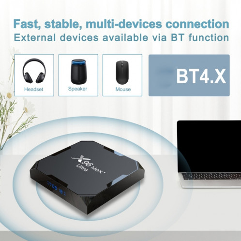 X96 MAX + Ultra 4 Go + 64 Go Amlogic S905X4 8K Smart TV Box Android 11.0 Player multimédia, Type de fiche: Plug SH2601389-011