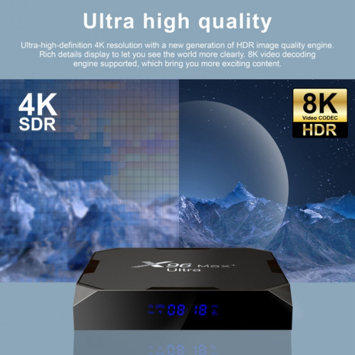 X96 MAX + Ultra 4 Go + 64 Go Amlogic S905X4 8K Smart TV Box Android 11.0 Player multimédia, Type de fiche: Plug SH2601389-011