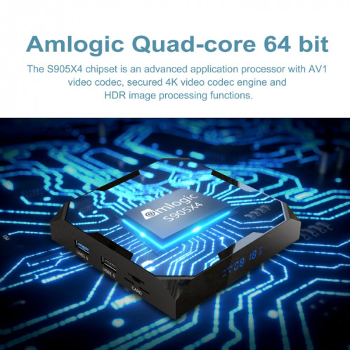 X96 MAX + Ultra 4 Go + 64 Go Amlogic S905X4 8K Smart TV Box Android 11.0 Player multimédia, Type de fiche: US PLIG SH26031440-011