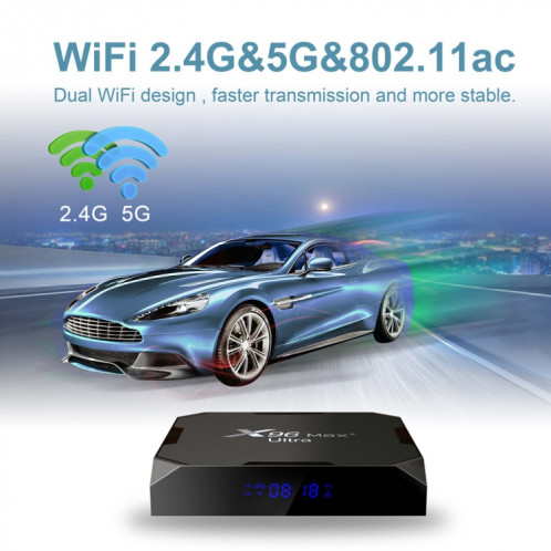 X96 MAX + Ultra 4 Go + 64 Go Amlogic S905X4 8K Smart TV Box Android 11.0 Player multimédia, Type de fiche: US PLIG SH26031440-011