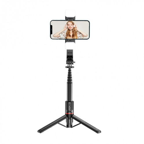 L12D Bluetooth Télécommande Détachable Fill Light Trépied Selfie Stick Support de Téléphone SH26191001-08