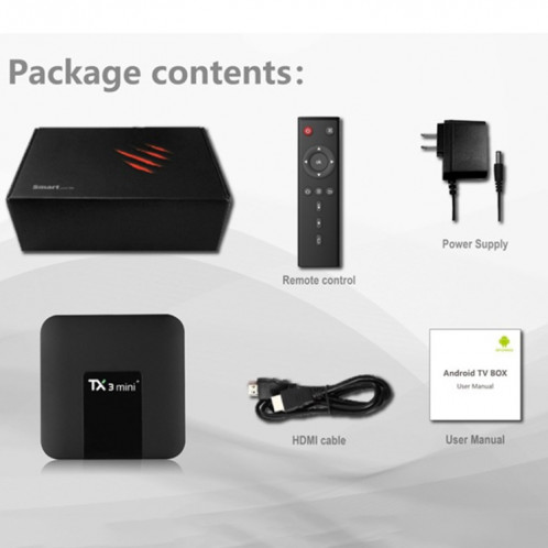 TX3 mini+ Android 11.0 Smart TV Box, Amlogic S905W2 Quad Core, Mémoire : 4 Go + 64 Go, WiFi 2,4 GHz / 5 GHz (prise UE) SH104B1462-07