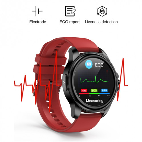E89 1,32 pouces écran bracelet en cuir montre de santé intelligente prend en charge la fonction ECG, diagnostic médical AI, surveillance de la température corporelle (noir) SH301A126-07