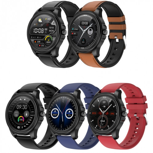 E89 1,32 pouces écran bracelet en cuir montre de santé intelligente prend en charge la fonction ECG, diagnostic médical AI, surveillance de la température corporelle (noir) SH301A126-07