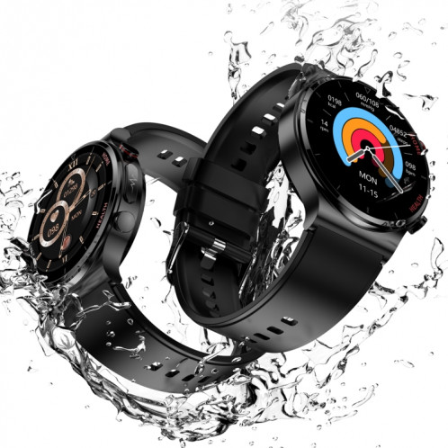 E300 Bracelet de montre en TPU avec écran de 1,32 pouces Montre de santé intelligente Prend en charge la surveillance de la température corporelle, la surveillance ECG de la pression artérielle (Noir) SH901A389-07