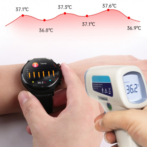 E300 Bracelet de montre en cuir avec écran de 1,32 pouces La montre de santé intelligente prend en charge la surveillance de la température corporelle, la surveillance ECG de la pression artérielle (marron) SH101B815-07