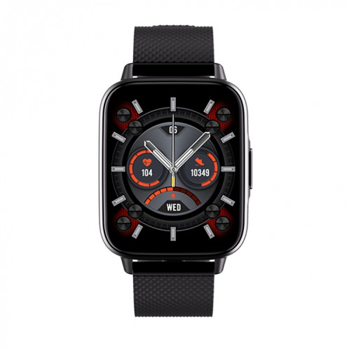 FW02 1,7 pouces écran carré bracelet en silicone montre de santé intelligente prend en charge la fréquence cardiaque, la surveillance de l'oxygène sanguin (noir) SH201A1318-07