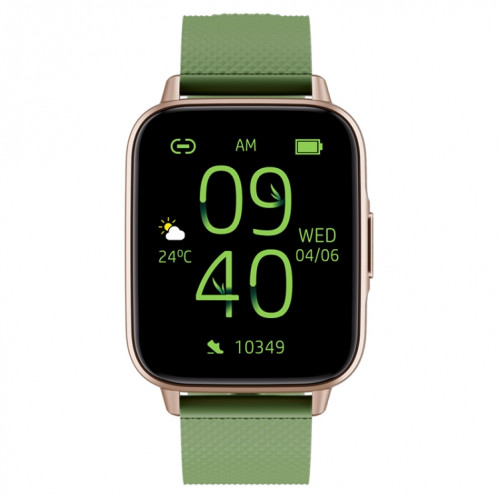 FW02 1,7 pouces écran carré bracelet en silicone montre de santé intelligente prend en charge la fréquence cardiaque, la surveillance de l'oxygène sanguin (vert) SH201C871-07