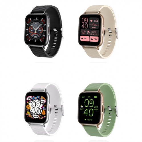 FW02 1,7 pouces écran carré bracelet en silicone montre de santé intelligente prend en charge la fréquence cardiaque, la surveillance de l'oxygène sanguin (vert) SH201C871-07