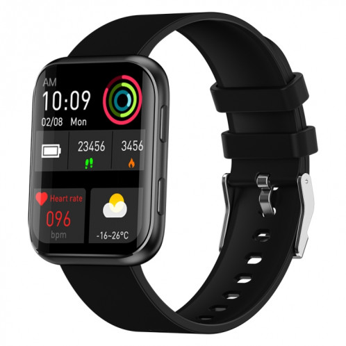 La montre intelligente à écran carré GX08 de 1,69 pouces prend en charge la détection de la fréquence cardiaque, la détection de la pression artérielle, la détection de l'oxygène sanguin (noir) SH801A609-07