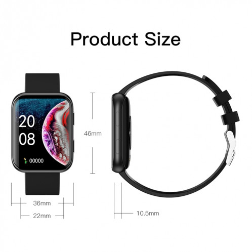 La montre intelligente à écran carré GX08 de 1,69 pouces prend en charge la détection de la fréquence cardiaque, la détection de la pression artérielle, la détection de l'oxygène sanguin (rouge) SH801C1369-07