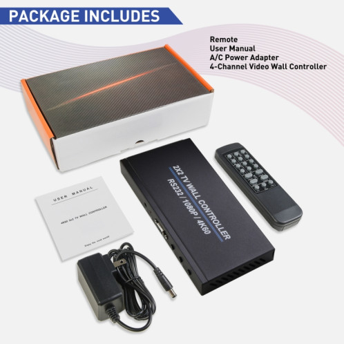 BT100 4K 60Hz 1080P Contrôleur mural TV 2 x 2, type de prise : prise AU (noir) SH604A1245-07