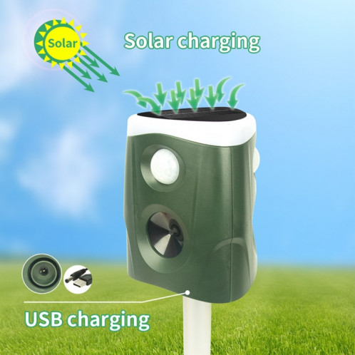 SJZ026 Répulsif pour animaux d'extérieur à énergie solaire ultrasonique à 360 degrés SH3150406-08