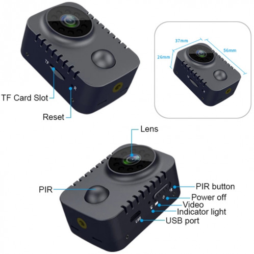 Caméra de surveillance de vision nocturne infrarouge HD 1080P (noir) SH301A225-08