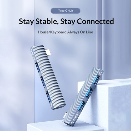 ORICO AH-W13 Transmission USB 3.1x1 + USB 2.0x2 vers USB-C/Type-C + Station d'accueil de chargement (Gris) SO501A1748-07