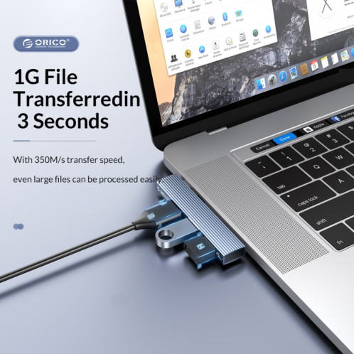 ORICO AH-W13 Transmission USB 3.1x1 + USB 2.0x2 vers USB-C/Type-C + Station d'accueil de chargement (Gris) SO501A1748-07