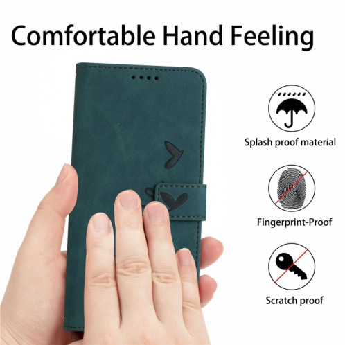 Pour Motorola Moto G200 5G Skin Feel Heart Pattern Leather Phone Case With Lanyard (Vert) SH826A1621-07