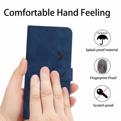 Pour Motorola Moto G200 5G Skin Feel Heart Pattern Leather Phone Case With Lanyard (Bleu) SH826C413-07