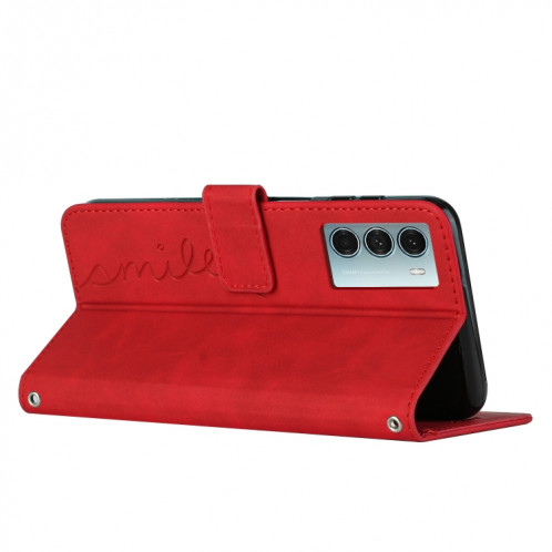 Pour Motorola Moto G200 5G Skin Feel Heart Pattern Leather Phone Case With Lanyard (Rouge) SH826D997-07