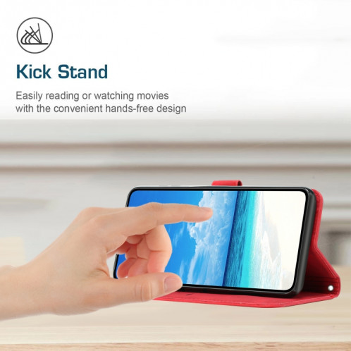 Pour Motorola Moto G200 5G Skin Feel Heart Pattern Leather Phone Case With Lanyard (Rouge) SH826D997-07