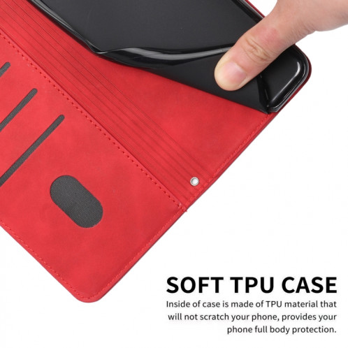 Pour Motorola Moto G200 5G Skin Feel Heart Pattern Leather Phone Case With Lanyard (Rouge) SH826D997-07