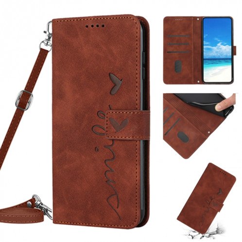 Pour Motorola Moto G200 5G Skin Feel Coque en cuir avec lanière (marron) SH826E409-07