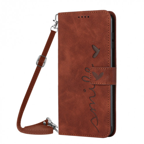 Pour Motorola Moto G200 5G Skin Feel Coque en cuir avec lanière (marron) SH826E409-07