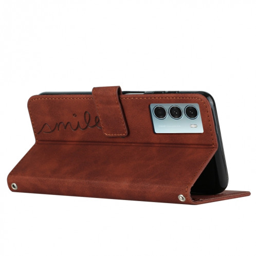 Pour Motorola Moto G200 5G Skin Feel Coque en cuir avec lanière (marron) SH826E409-07