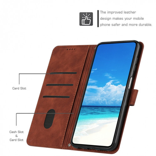 Pour Motorola Moto G200 5G Skin Feel Coque en cuir avec lanière (marron) SH826E409-07