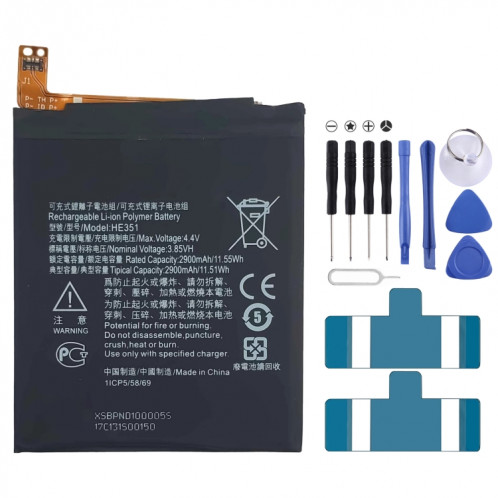 Remplacement de la batterie Li-polymère HE351 2990 mAh pour Nokia 3.1, Remarque importante : pour les batteries au lithium, seuls des moyens d'expédition sécurisés vers l'Union européenne (27 pays), le Royaume-Uni, SH87041107-04