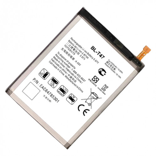 Remplacement de la batterie Li-polymère BL-T47 4300 mAh pour LG Velvet 5G, Remarque importante : pour les batteries au lithium, seuls des moyens d'expédition sécurisés vers l'Union européenne (27 pays), le SH87351310-04